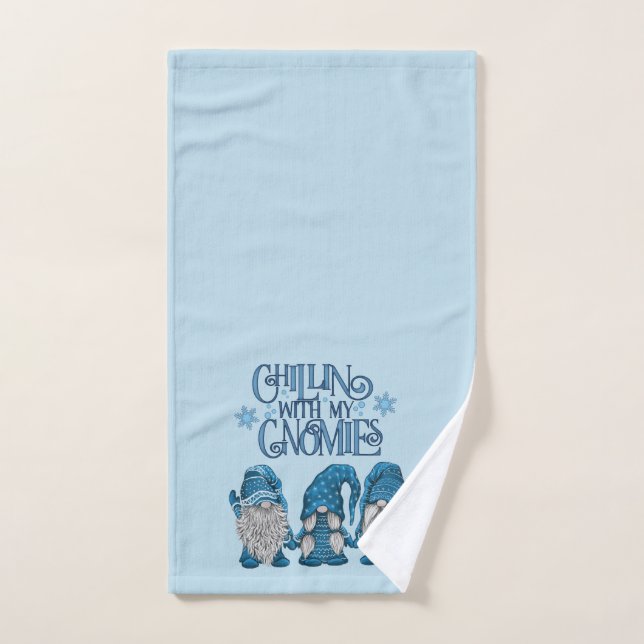 Noël Bleu Hiver Trio Chillin Avec Mes Gnomes (Serviette à main)