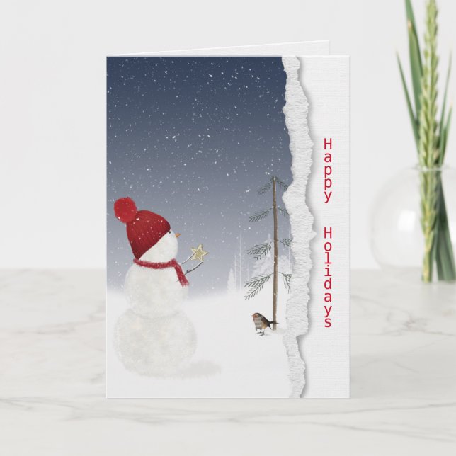 Noël bonhomme de neige avec carte or étoile (Devant)