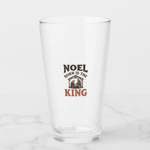 Noel Born Is the King Vintage Nativity Christmas Glass
