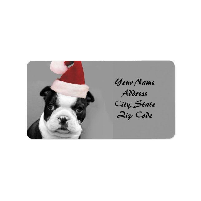 Noël Boston Terrier étiquettes de adresse (Devant)