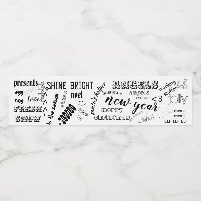 Noël Bouteille d'eau Étiquette mots amusants fête  (Étiquettes simples)