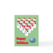 Noël Bowling Snowmen Plié Carte de vacances