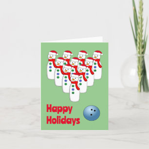 Noël Bowling Snowmen Plié Carte de vacances