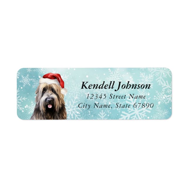 Noël Briard Chien Retour Adresse Étiquettes (Devant)
