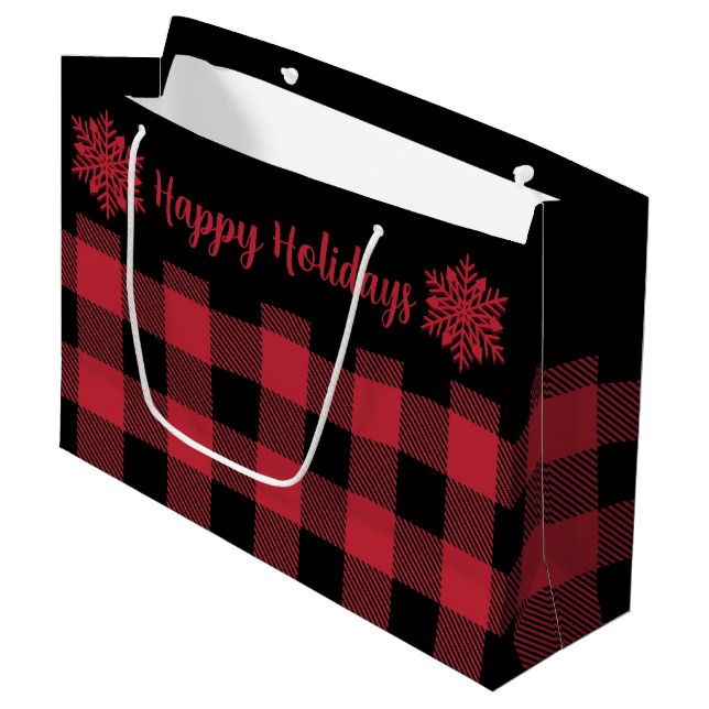 Noël Buffalo Check Red SF Grand sac cadeau (Devant Angle)