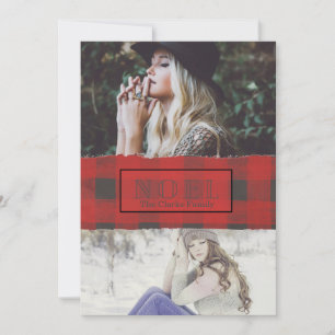 Noel Buffalo Check Two Photo Holiday Card