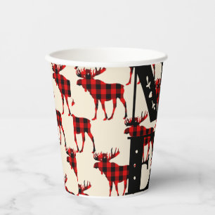 Noel Buffalo Moose Plaid  Paper Cups