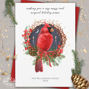 Noël Cardinal Rouge Yule Solstice Carte de vacance