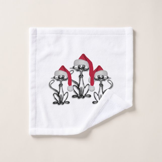 Noël Caroling Chats Joyeux Amusants (Gant de toilette)