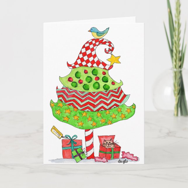 Noël - Carte de vacances de l'arbre en patchwork p (Devant)