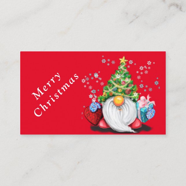 Noël Carte de visite cadeau Gnome avec cadeaux (Dos)
