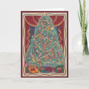 Noël ~ Carte de voeux de l'arbre victorien