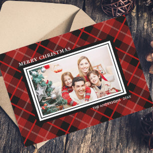 Noël Carte photo rouge et noir de vacances