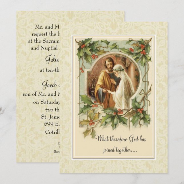 Noël catholique Faire-part de mariage traditionnel (Devant / Derrière)