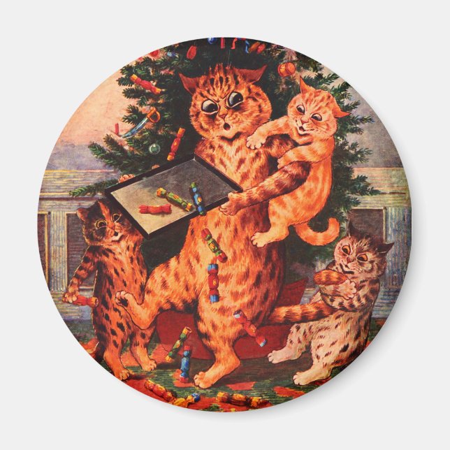 Noël Catland Louis Wain Round Magnet (Devant)