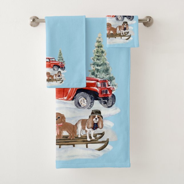 Noël Cavalier King Charles Spaniel Serviette à mai (En situation)