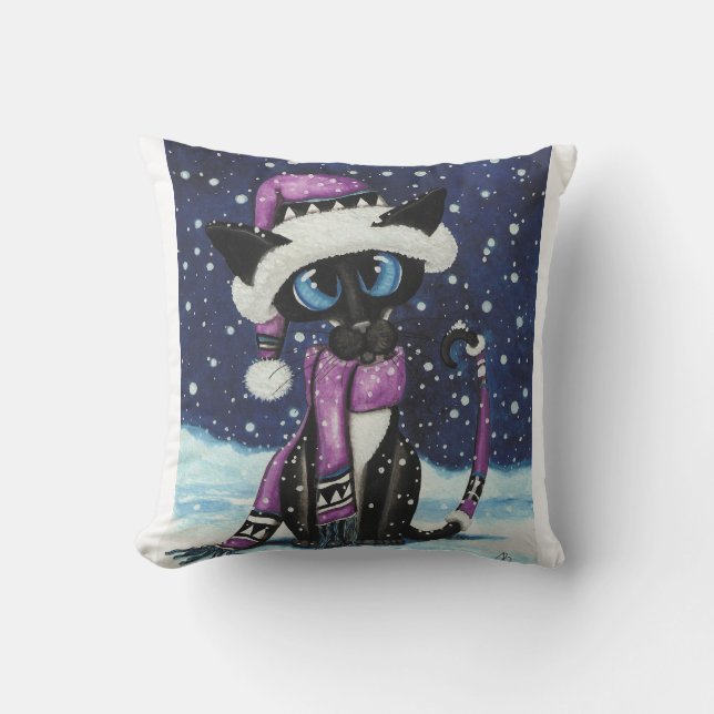 Noël Chat Siamese Chat Américain MoJo Coussin (Recto)