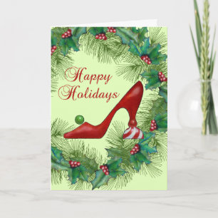 Noël chausse la carte heureuse de vacances
