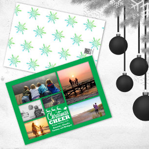 Noël Cheer Père Noël Green Carte photo de vacances