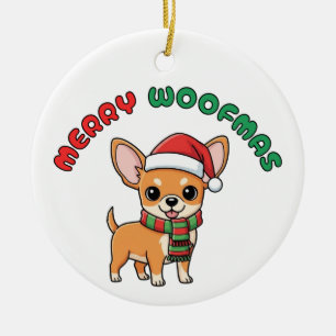 Noël Chihuahua Ornement : Joyeux Woofmas