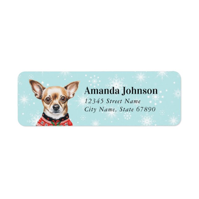 Noël Chihuahua Retourner Adresse Étiquettes (Devant)