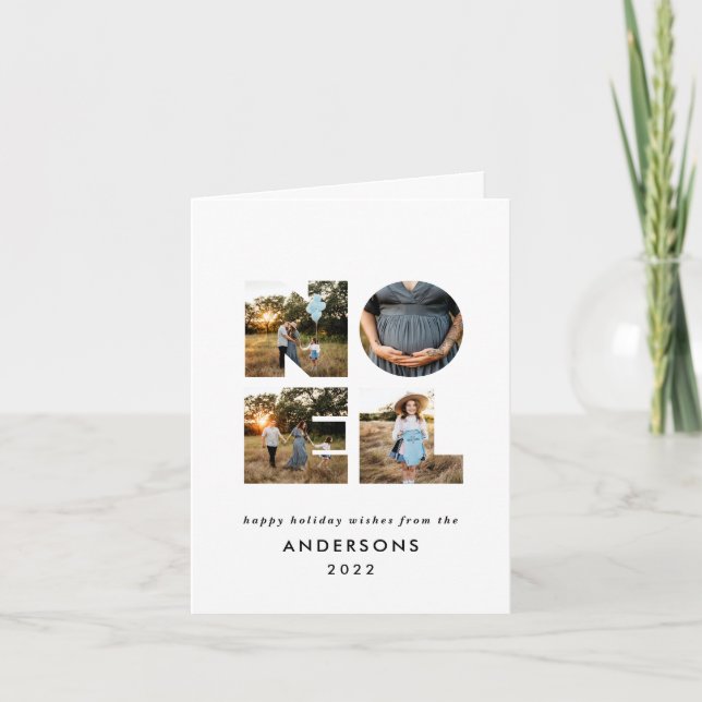 Noel Christmas bold modern 4 photo simple Holiday (Front)