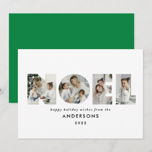 Noel Christmas bold modern 4 photo simple Holiday Card