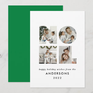 Noel Christmas bold modern 4 photo simple Holiday Card