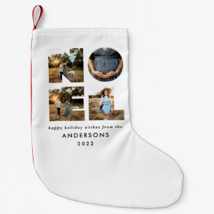 Noel Christmas bold modern 4 photo simple Holiday Small Christmas Stocking