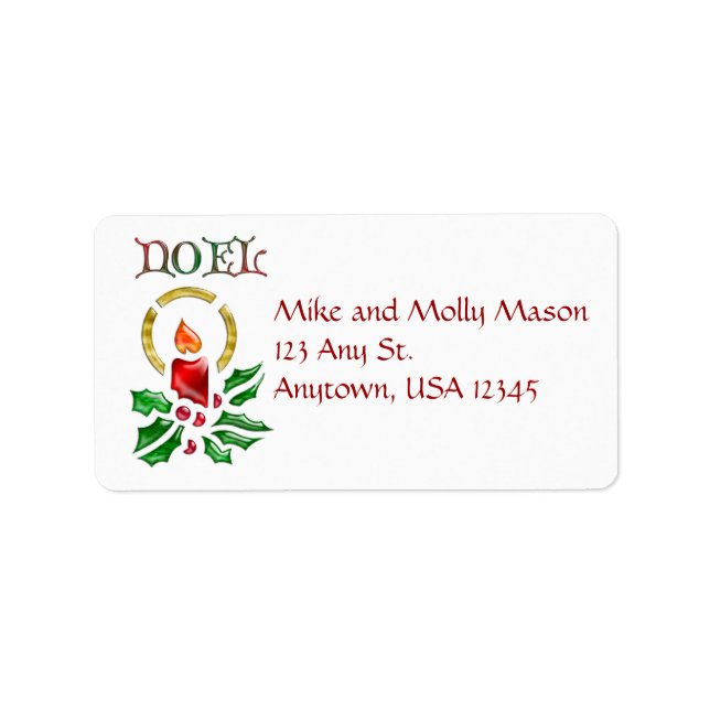 Noel Christmas Candle Address Labels (Front)