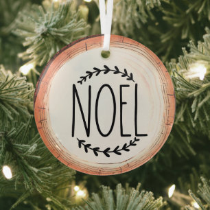 Noel Christmas Holiday Glass Ornament