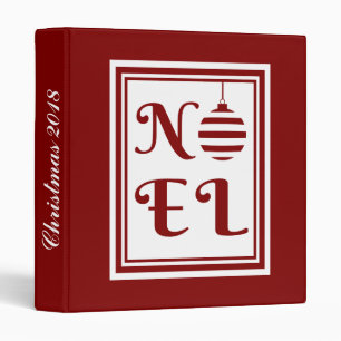 NOEL Christmas Holiday Red And White Personalized Binder