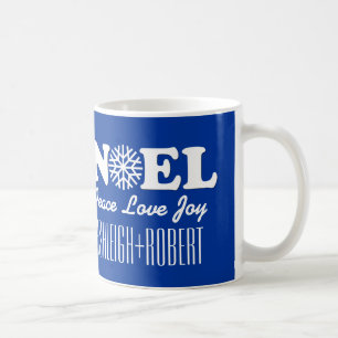 NOEL Christmas Snowflake Couples V02 BLUE Coffee Mug