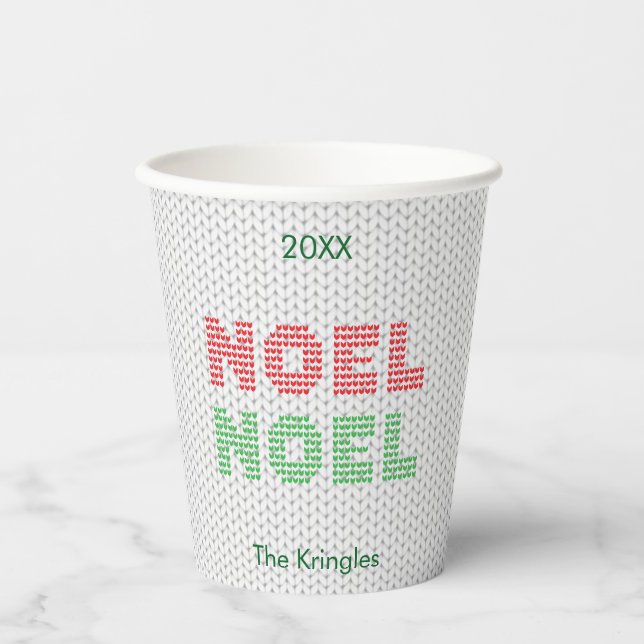 Noel Christmas Sweater Typography Paper Cups (Front)