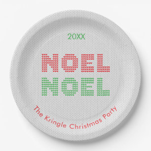 Noel Christmas Sweater Typography Paper Plate