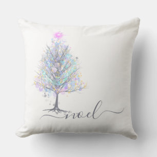 Noel christmas tree keepsake with message throw pillow