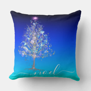 Noel Christmas tree with message Throw Pillow