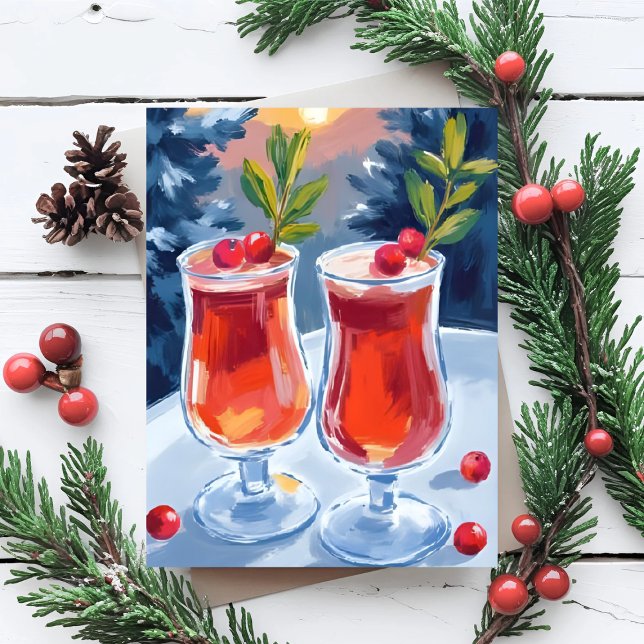 Noël Cocktails Watercolor Carte postale (Créateur téléchargé)