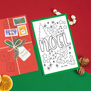 Noel Coloring Page Christmas w/Signature Line Postcard