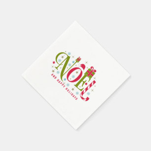 Noel colourful and fun typography resign napkin