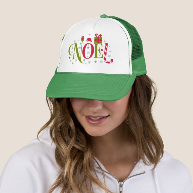 Noel colourful and fun typography resign trucker hat (In Situ)