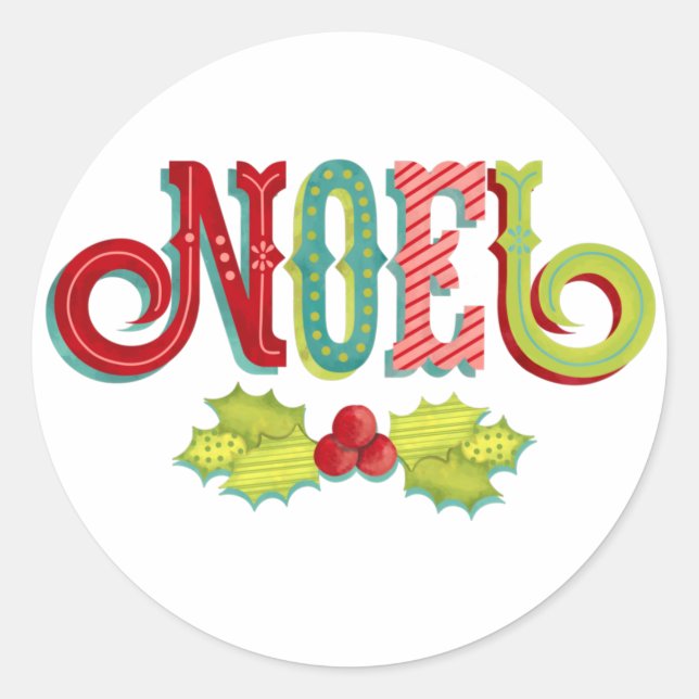 Noel Colourful Christmas Classic Round Sticker (Front)