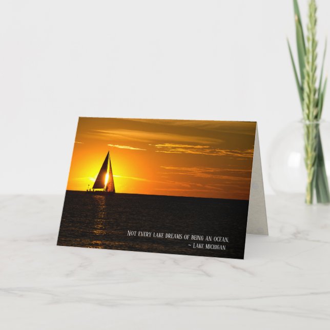 Noël coucher de soleil et carte de voilier (Devant)