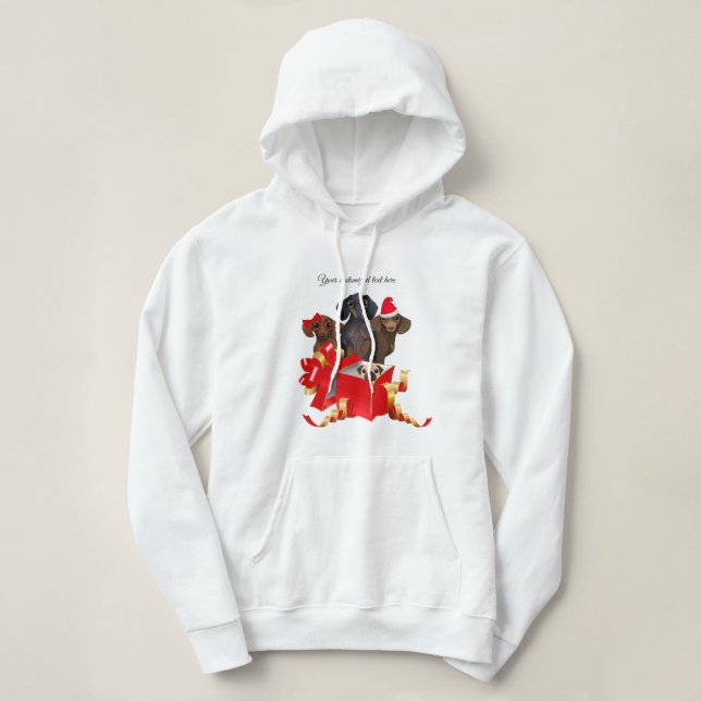 Noël Dachshund Red boîte cadeau Sweat - shirt à ca (Design devant)