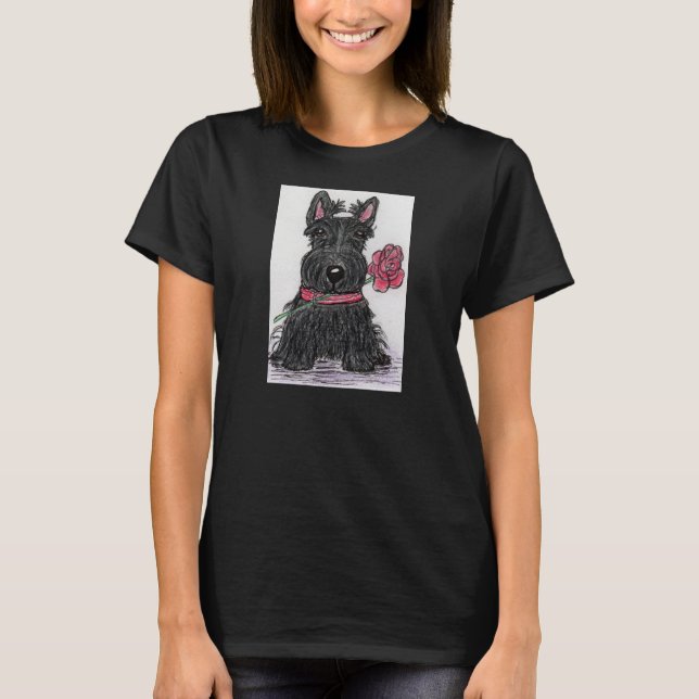 Noël d'anniversaire de T-shirt de rose de chien de (Devant)