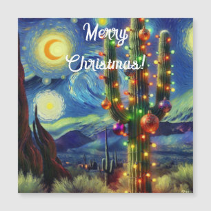 Noël dans le désert Saguaro Cactus Magnet