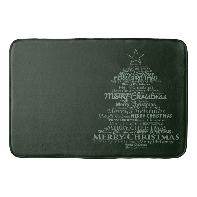 Noël d'arbre vert de tapis de bain Joyeux (Devant)