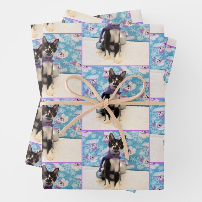 Noël de Cowboy - Chat / Kitten Papier à envelopper (En situation)