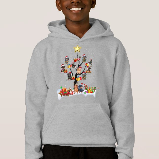 Noël de Dachshund sur l'arbre Chemise Noël idées c (Devant)