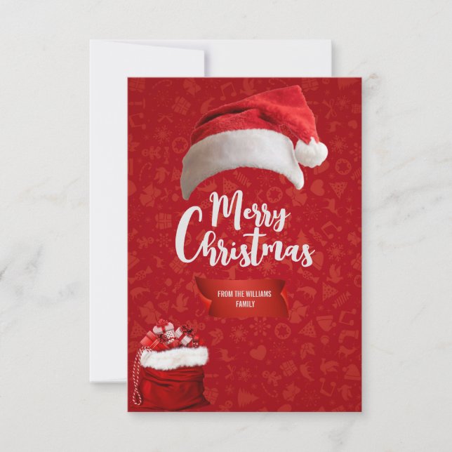 Noël de la carte de luxe rouge, cartes famille xma (Devant)